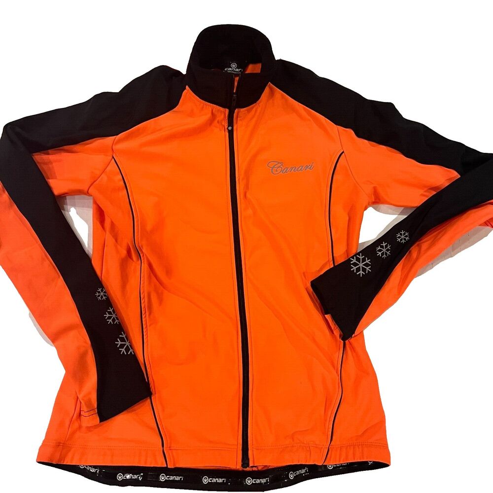 Canari Cycling Jersey Women's size Medium Orange Long Sleeve full Zip bike top